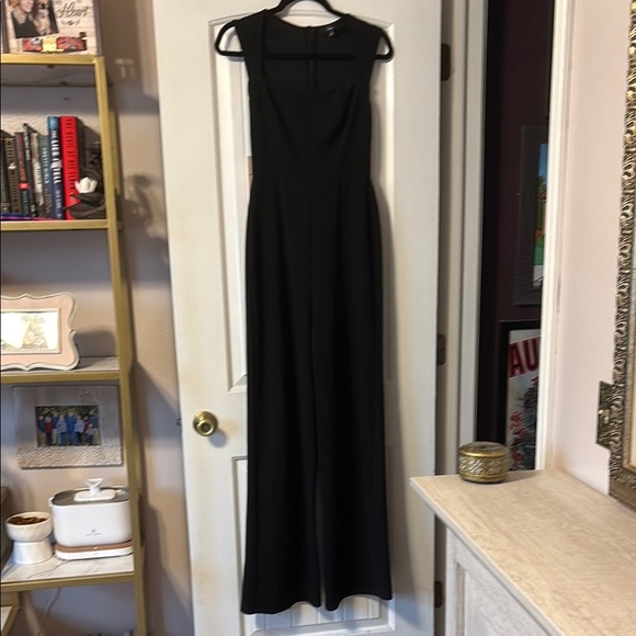 Lulus Pants - Lulu's Black Sheath V-Neck wide leg romper Jumpsuit Cocktail